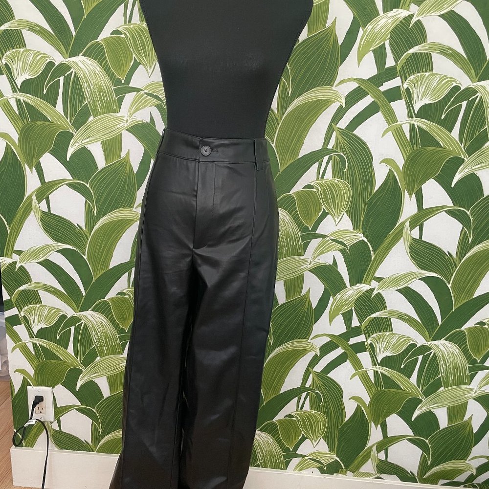 Zara Leather Front Seam Wide leg Dress Pants